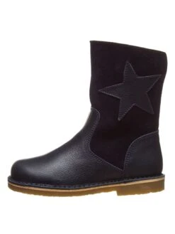 Leder-Stiefel In Dunkelblau