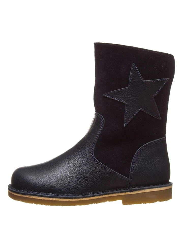 Leder-Stiefel In Dunkelblau 1 Leder-Stiefel In Dunkelblau